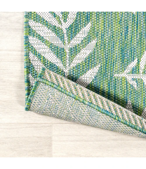 Nevis Palm Frond Cream/Green 2 ft. x 10 ft. Indoor/Outdoor Runner Rug