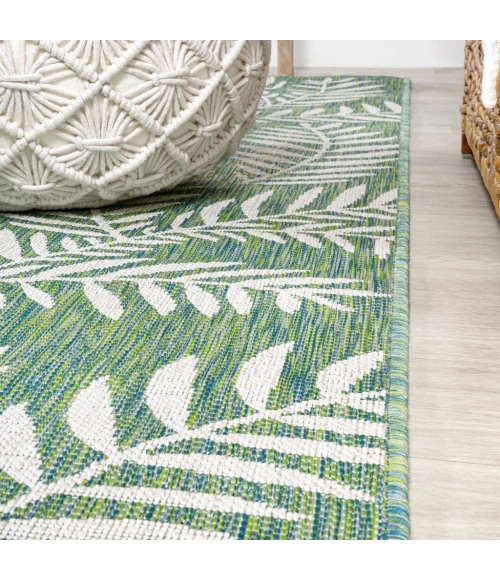 Nevis Palm Frond Cream/Green 2 ft. x 10 ft. Indoor/Outdoor Runner Rug