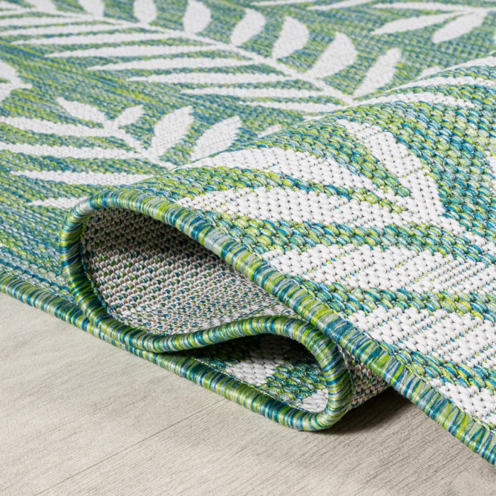 Nevis Palm Frond Cream/Green 5' Round Indoor/Outdoor Area Rug