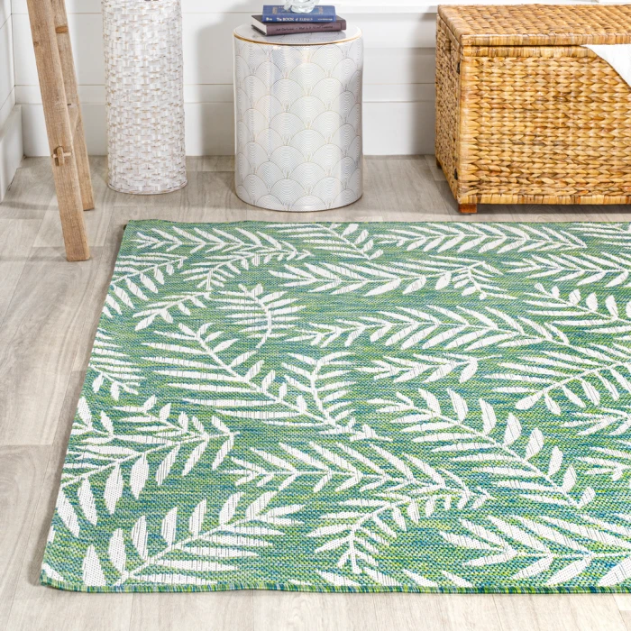 Nevis Palm Frond Cream/Green 8 ft. x 10 ft. Indoor/Outdoor Area Rug