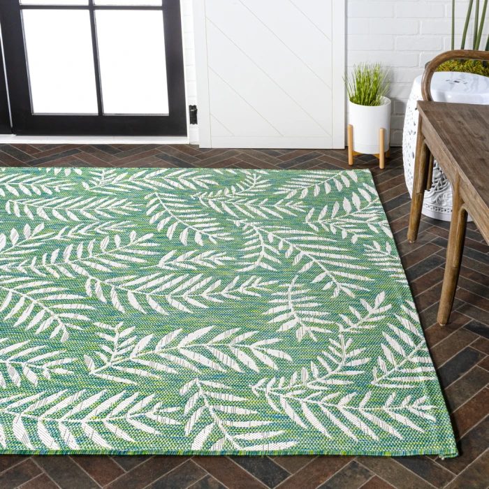 Nevis Palm Frond Cream/Green 8 ft. x 10 ft. Indoor/Outdoor Area Rug
