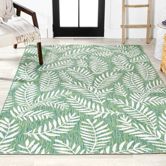 Nevis Palm Frond Cream/Green 8 ft. x 10 ft. Indoor/Outdoor Area Rug