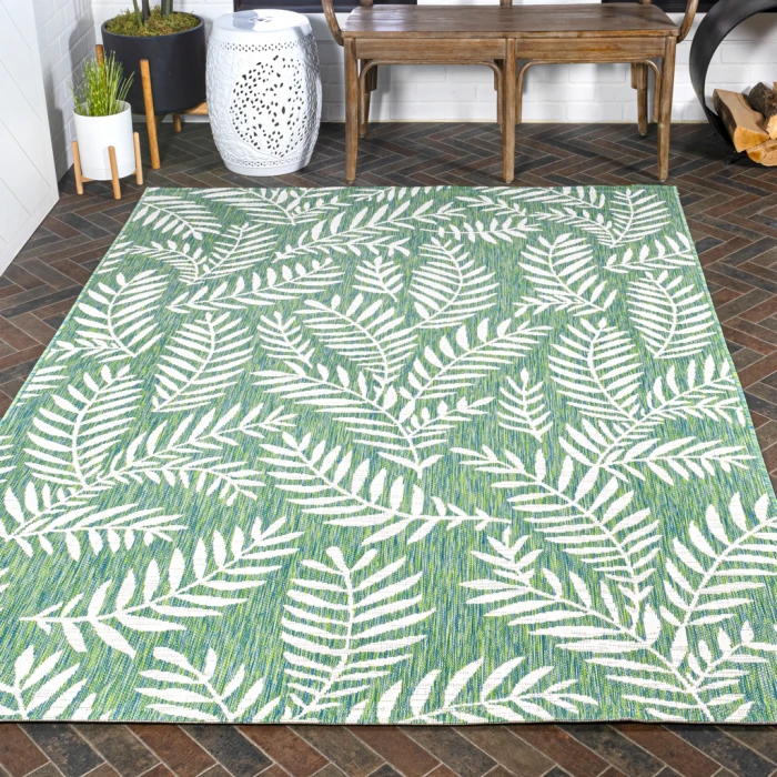 Nevis Palm Frond Cream/Green 8 ft. x 10 ft. Indoor/Outdoor Area Rug