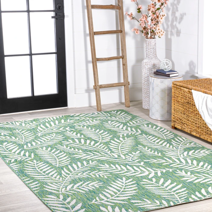Nevis Palm Frond Cream/Green 8 ft. x 10 ft. Indoor/Outdoor Area Rug