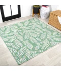 Nevis Palm Frond Cream/Green 5' Square Indoor/Outdoor Area Rug