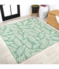 Jonathany Santa Monica SMB119G Cream/Green Area Rug 5 ft. 3 in. X 5 ft. 3 in. Square
