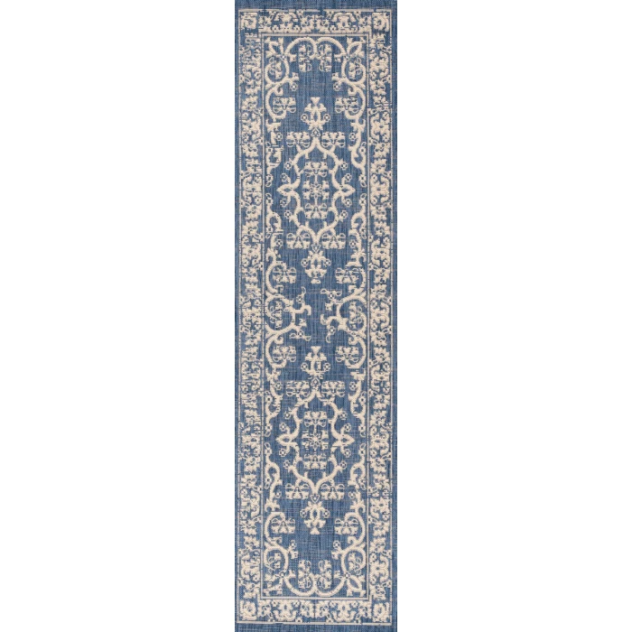 Galon Filigree Blue/Beige 2 ft. x 8 ft. Indoor/Outdoor Runner Rug
