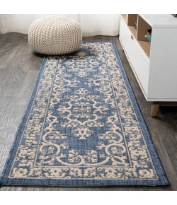 Jonathany Santa Monica SMB120A Blue/Beige Area Rug 2 ft. 2 in. X 8 ft. Runner