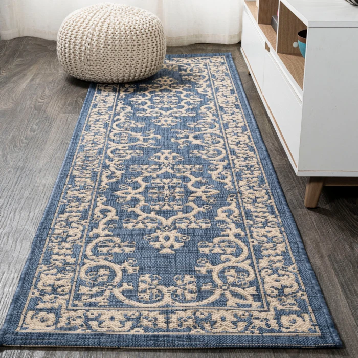 Galon Filigree Blue/Beige 2 ft. x 8 ft. Indoor/Outdoor Runner Rug