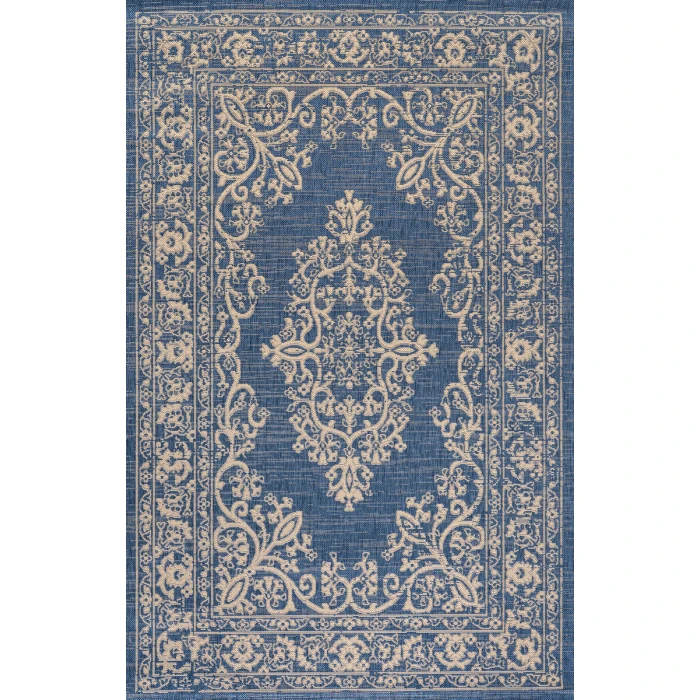 Galon Filigree Blue/Beige 5 ft. x 8 ft. Indoor/Outdoor Area Rug