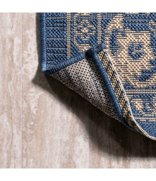 Galon Filigree Blue/Beige 2 ft. x 10 ft. Indoor/Outdoor Runner Rug