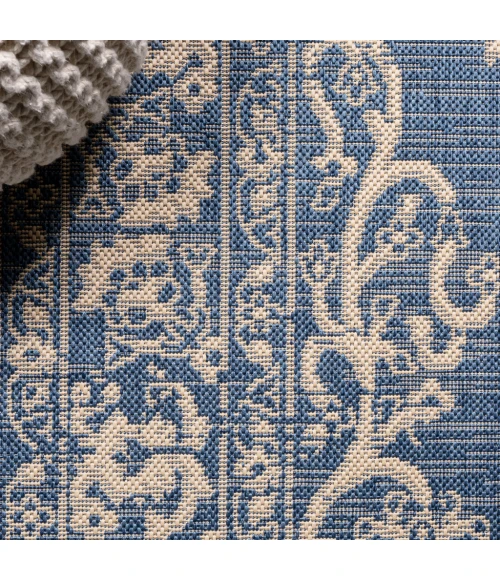 Galon Filigree Blue/Beige 2 ft. x 10 ft. Indoor/Outdoor Runner Rug