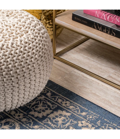 Galon Filigree Blue/Beige 2 ft. x 10 ft. Indoor/Outdoor Runner Rug