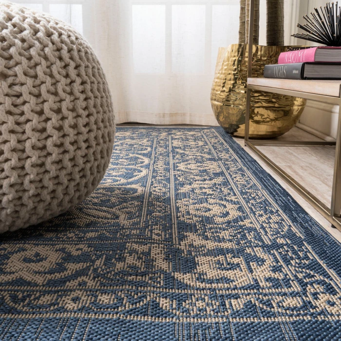 Galon Filigree Blue/Beige 2 ft. x 8 ft. Indoor/Outdoor Runner Rug