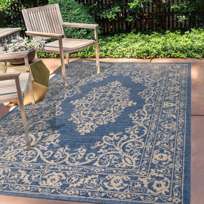 Galon Filigree Blue/Beige 5 ft. x 8 ft. Indoor/Outdoor Area Rug