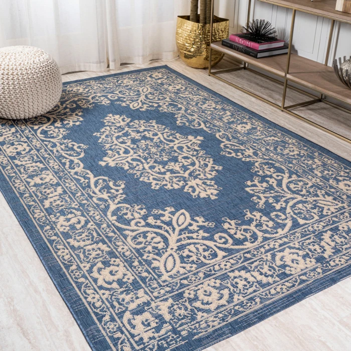Galon Filigree Blue/Beige 5 ft. x 8 ft. Indoor/Outdoor Area Rug