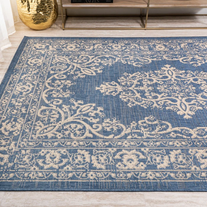 Galon Filigree Blue/Beige 5 ft. x 8 ft. Indoor/Outdoor Area Rug