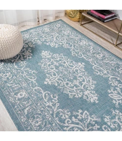 Jonathany Santa Monica SMB120B Teal/Ivory Area Rug 7 ft. 9 in. X 10 ft. Rectangle