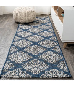 Jonathany Santa Monica SMB121A Navy/Beige Area Rug 2 ft. 2 in. X 8 ft. Runner