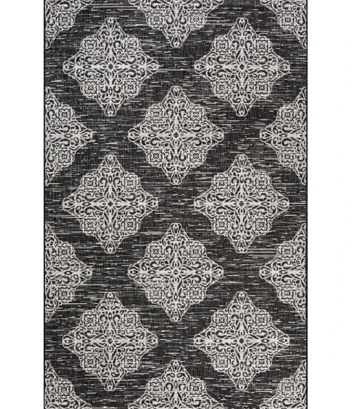 Tuscany Ornate Medallions Black/Ivory 4 ft. x 6 ft. Indoor/Outdoor Area Rug