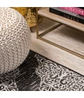 Tuscany Ornate Medallions Black/Ivory 2 ft. x 10 ft. Indoor/Outdoor Runner Rug
