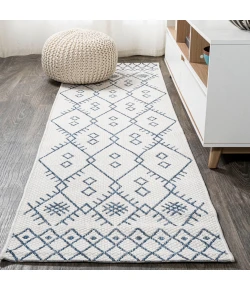 Jonathany Santa Monica SMB123B Ivory/Navy Area Rug 2 ft. 2 in. X 8 ft. Runner