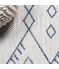 Boho Moroccan Ivory/Navy 2 ft. x 8 ft. Indoor/Outdoor Runner Rug
