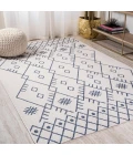 Boho Moroccan Ivory/Navy 3 ft. x 5 ft. Indoor/Outdoor Area Rug