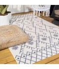 Boho Moroccan Ivory/Navy 3 ft. x 5 ft. Indoor/Outdoor Area Rug
