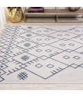 Boho Moroccan Ivory/Navy 3 ft. x 5 ft. Indoor/Outdoor Area Rug