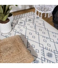 Boho Moroccan Ivory/Navy 3 ft. x 5 ft. Indoor/Outdoor Area Rug