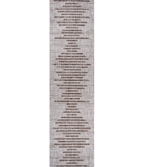 Zolak Berber Stripe Geometric Beige/Brown 2 ft. x 10 ft. Indoor/Outdoor Runner Rug