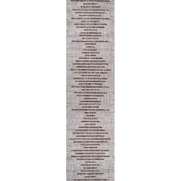 Zolak Berber Stripe Geometric Beige/Brown 2 ft. x 10 ft. Indoor/Outdoor Runner Rug