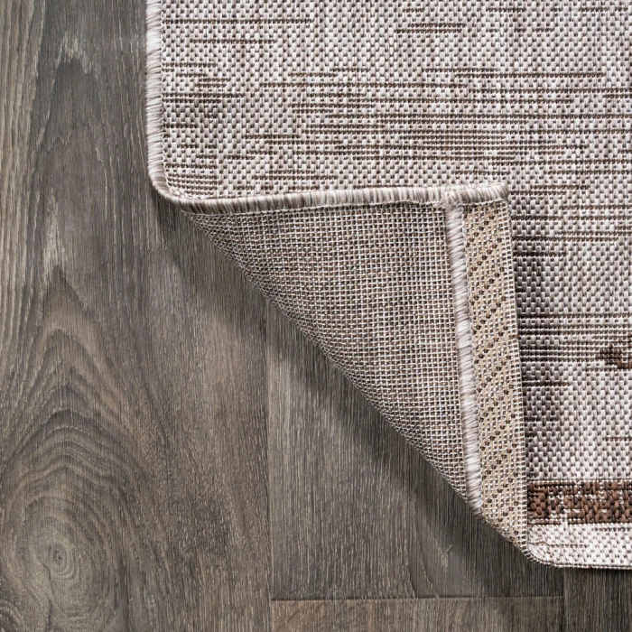 Zolak Berber Stripe Geometric Beige/Brown 2 ft. x 10 ft. Indoor/Outdoor Runner Rug