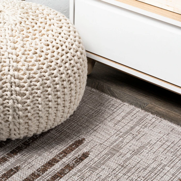Zolak Berber Stripe Geometric Beige/Brown 2 ft. x 10 ft. Indoor/Outdoor Runner Rug