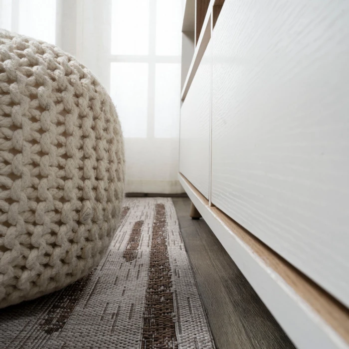 Zolak Berber Stripe Geometric Beige/Brown 2 ft. x 10 ft. Indoor/Outdoor Runner Rug