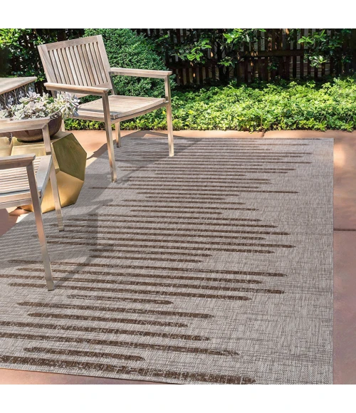 Zolak Berber Stripe Geometric Beige/Brown 8 ft. x 10 ft. Indoor/Outdoor Area Rug