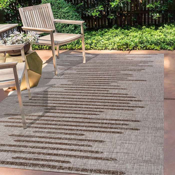 Zolak Berber Stripe Geometric Beige/Brown 4 ft. x 6 ft. Indoor/Outdoor Area Rug