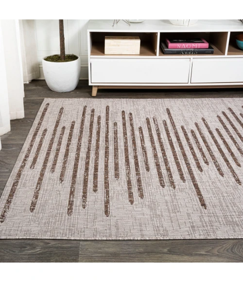 Zolak Berber Stripe Geometric Beige/Brown 8 ft. x 10 ft. Indoor/Outdoor Area Rug