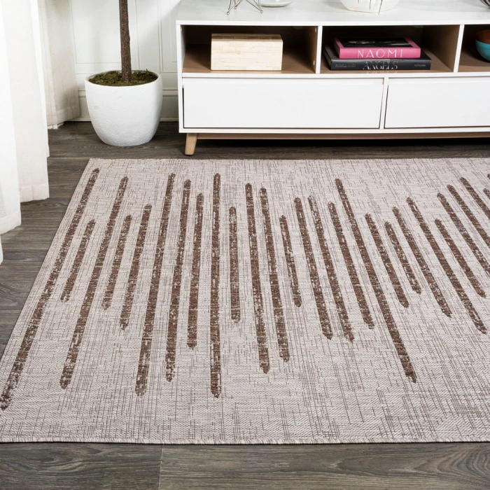 Zolak Berber Stripe Geometric Beige/Brown 4 ft. x 6 ft. Indoor/Outdoor Area Rug
