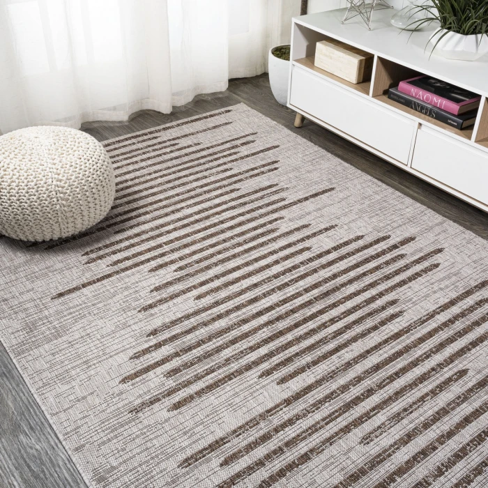 Zolak Berber Stripe Geometric Beige/Brown 4 ft. x 6 ft. Indoor/Outdoor Area Rug