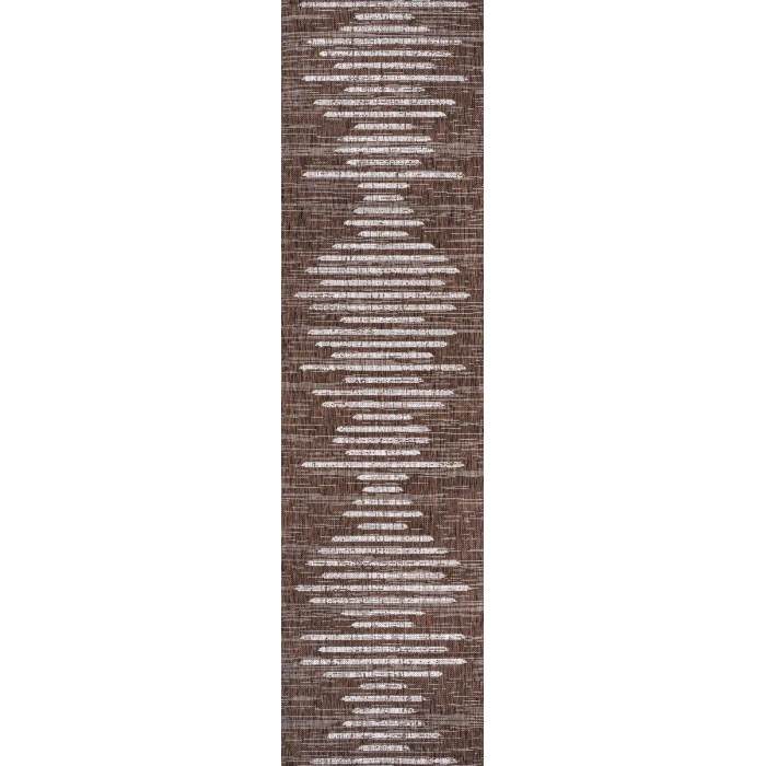 Zolak Berber Stripe Geometric Brown/Beige 2 ft. x 8 ft. Indoor/Outdoor Runner Rug