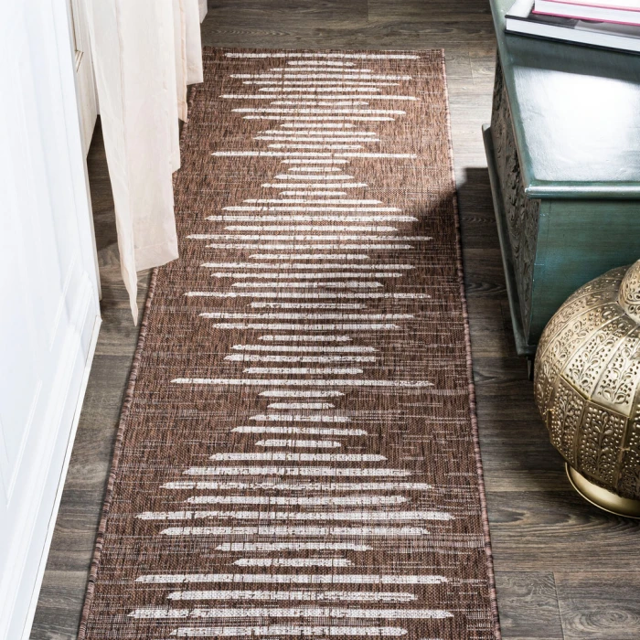 Zolak Berber Stripe Geometric Brown/Beige 2 ft. x 8 ft. Indoor/Outdoor Runner Rug