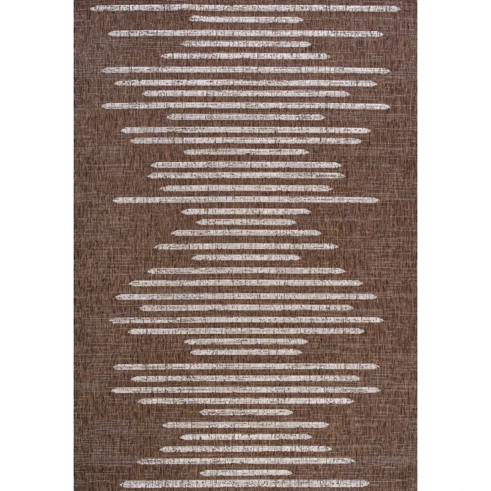Zolak Berber Stripe Geometric Brown/Beige 5 ft. x 8 ft. Indoor/Outdoor Area Rug