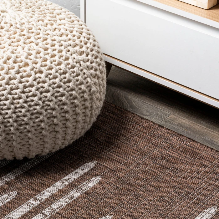 Zolak Berber Stripe Geometric Brown/Beige 2 ft. x 8 ft. Indoor/Outdoor Runner Rug