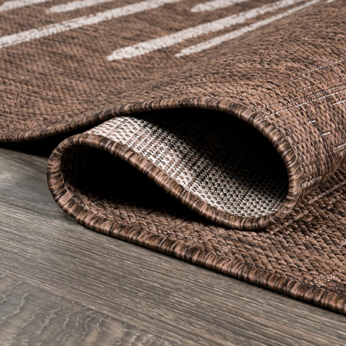 Zolak Berber Stripe Geometric Brown/Beige 2 ft. x 8 ft. Indoor/Outdoor Runner Rug