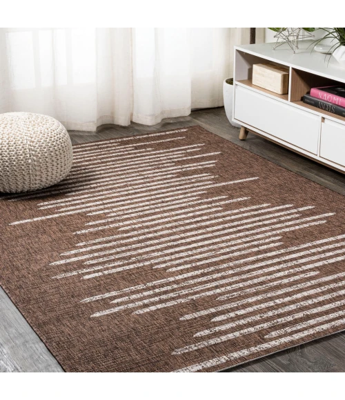 Zolak Berber Stripe Geometric Brown/Beige 5 ft. x 8 ft. Indoor/Outdoor Area Rug
