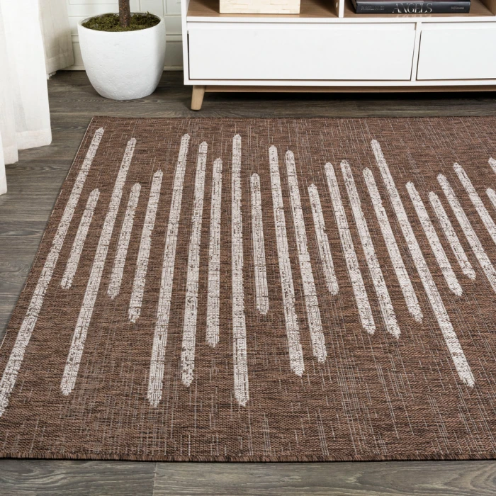 Zolak Berber Stripe Geometric Brown/Beige 5 ft. x 8 ft. Indoor/Outdoor Area Rug