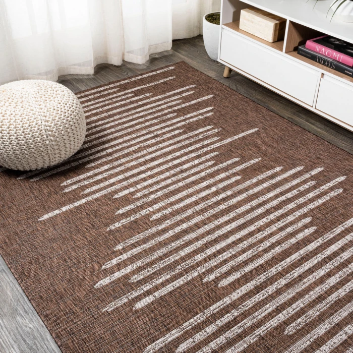 Zolak Berber Stripe Geometric Brown/Beige 5 ft. x 8 ft. Indoor/Outdoor Area Rug