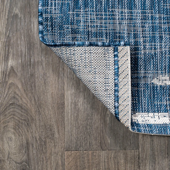 Zolak Berber Stripe Geometric Blue/Ivory 2 ft. x 8 ft. Indoor/Outdoor Runner Rug